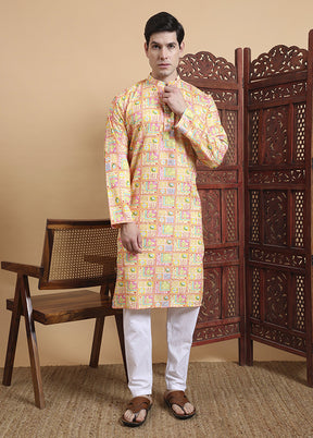 Yellow Cotton Kurta & Pajama Set