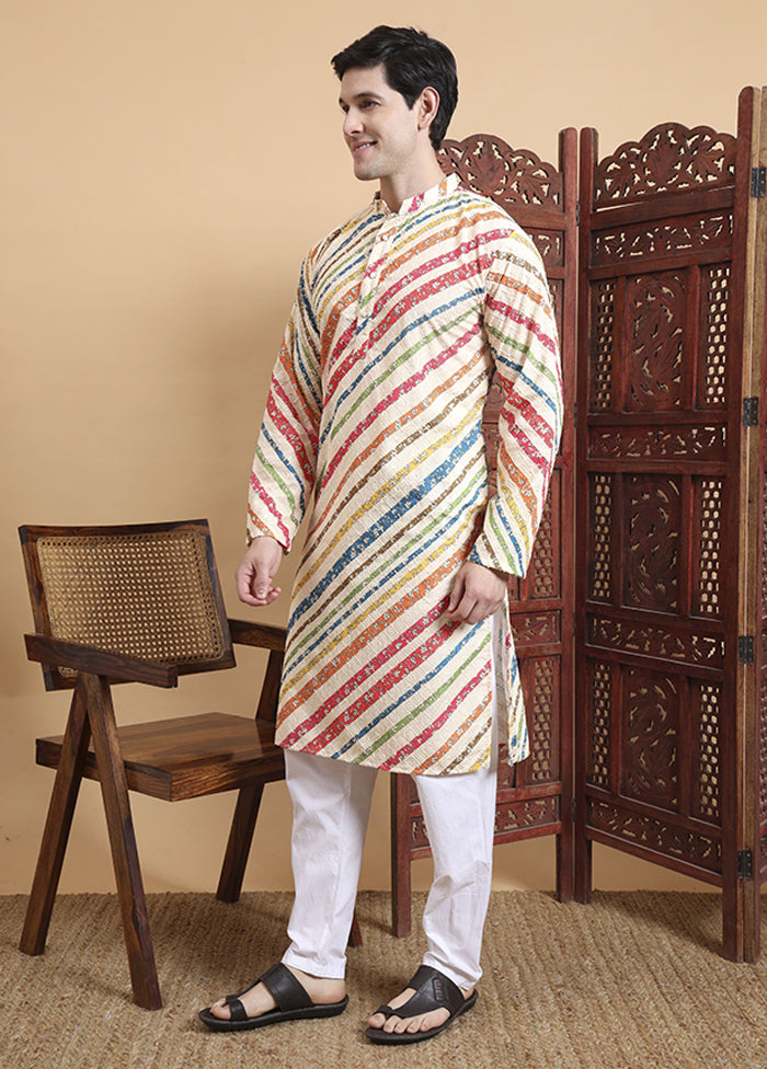 Cream Cotton Kurta & Pajama Set