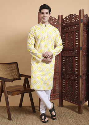 Yellow Cotton Kurta & Pajama Set