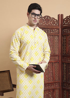 Yellow Cotton Kurta & Pajama Set