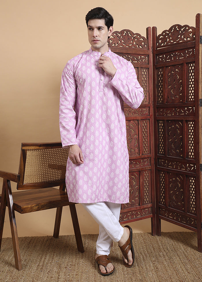 Purple Cotton Kurta & Pajama Set
