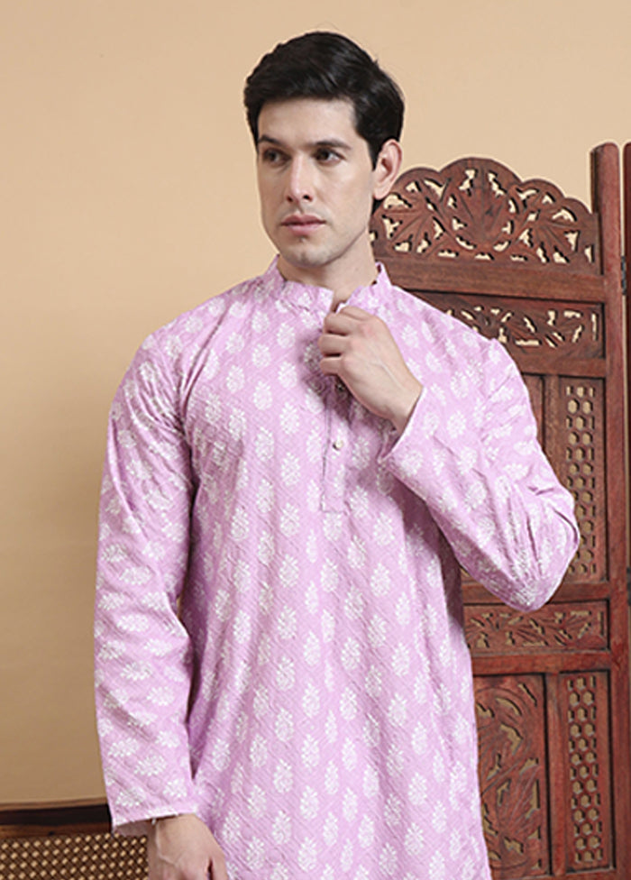 Purple Cotton Kurta & Pajama Set
