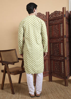 Green Cotton Kurta & Pajama Set