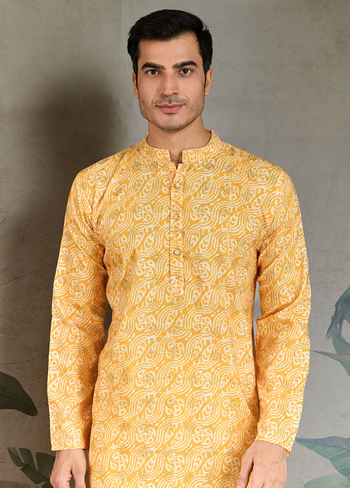 Yellow Cotton Kurta & Pajama Set
