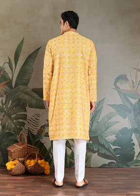 Yellow Cotton Kurta & Pajama Set