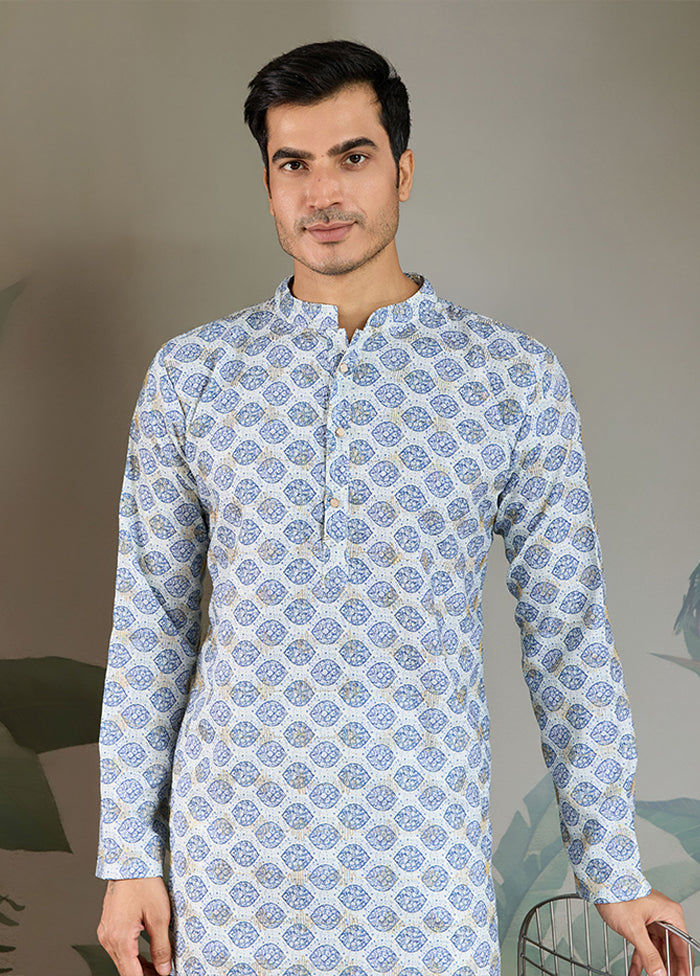 Blue Cotton Kurta & Pajama Set