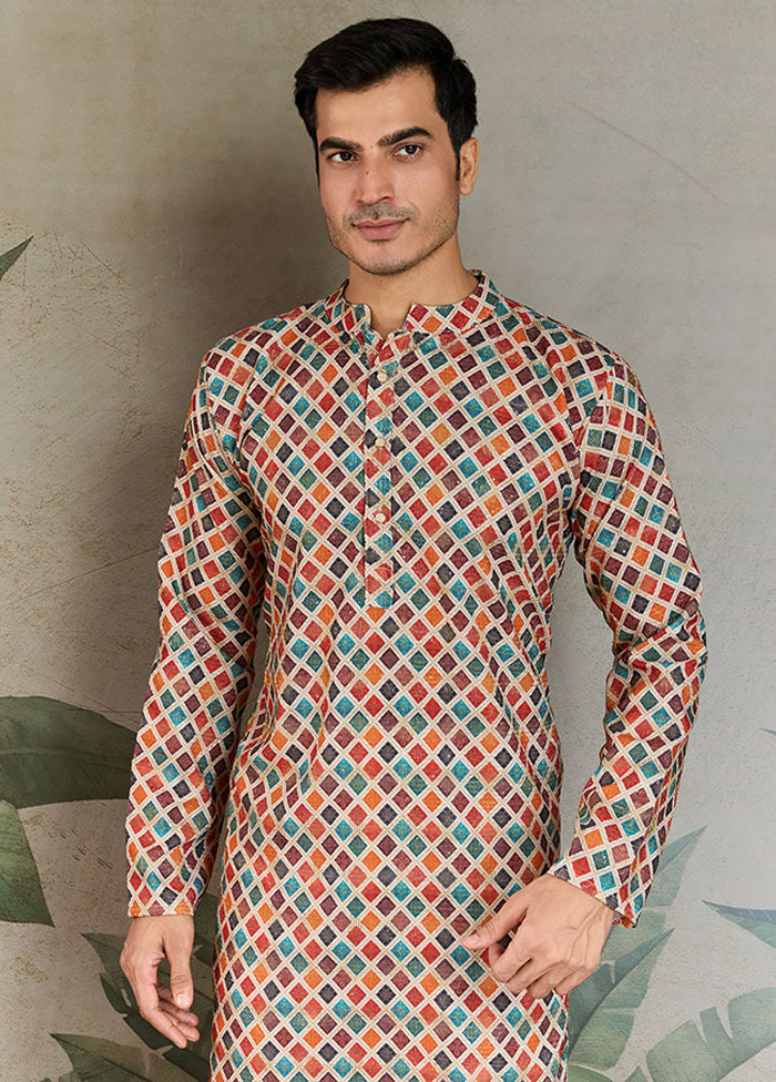 Multicolor Cotton Kurta & Pajama Set