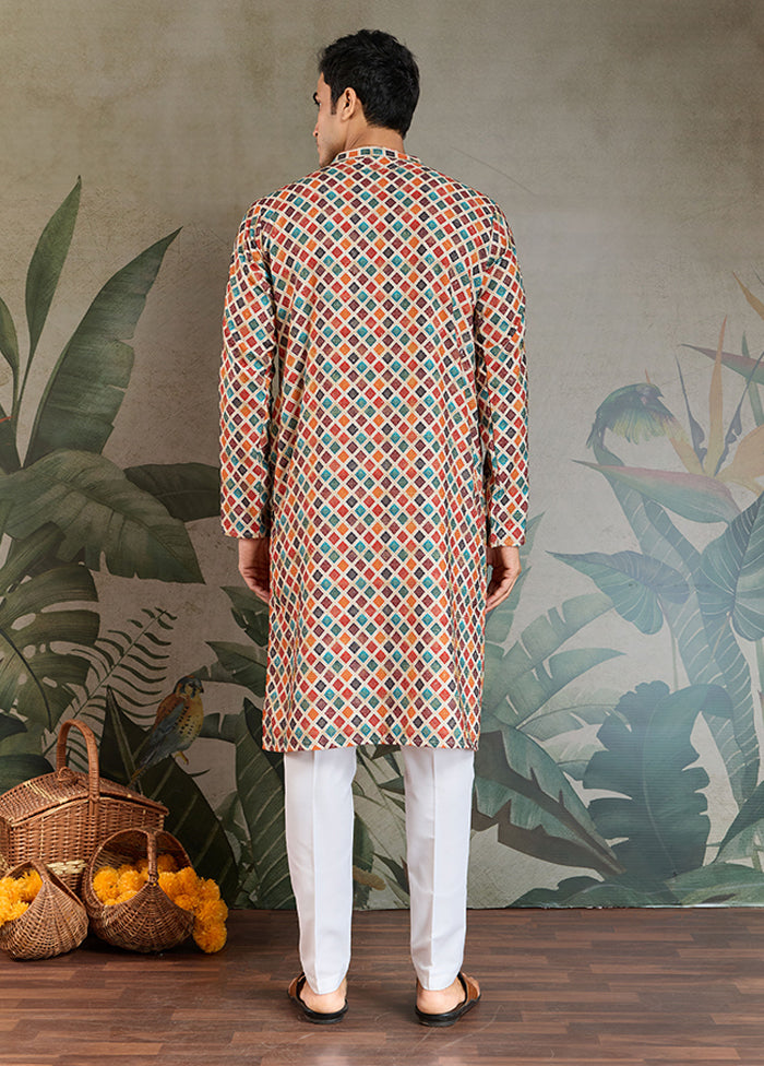 Multicolor Cotton Kurta & Pajama Set