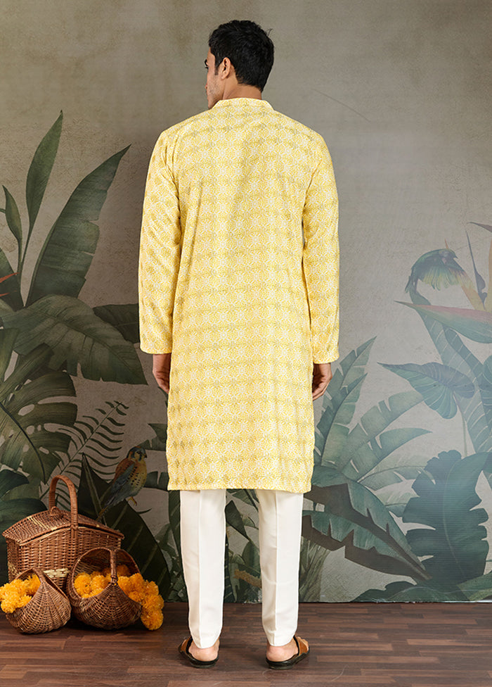 Yellow Cotton Kurta & Pajama Set