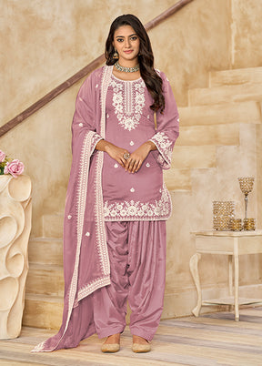 3 Pc Pink Silk Suit Set