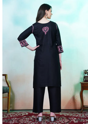 3 Pc Black Silk Suit Set