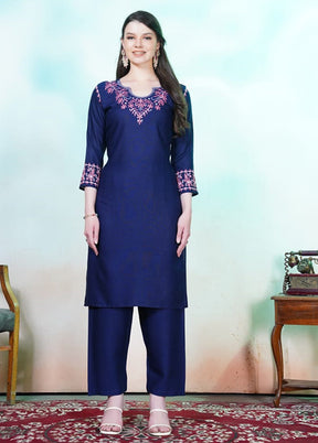3 Pc Blue Silk Suit Set