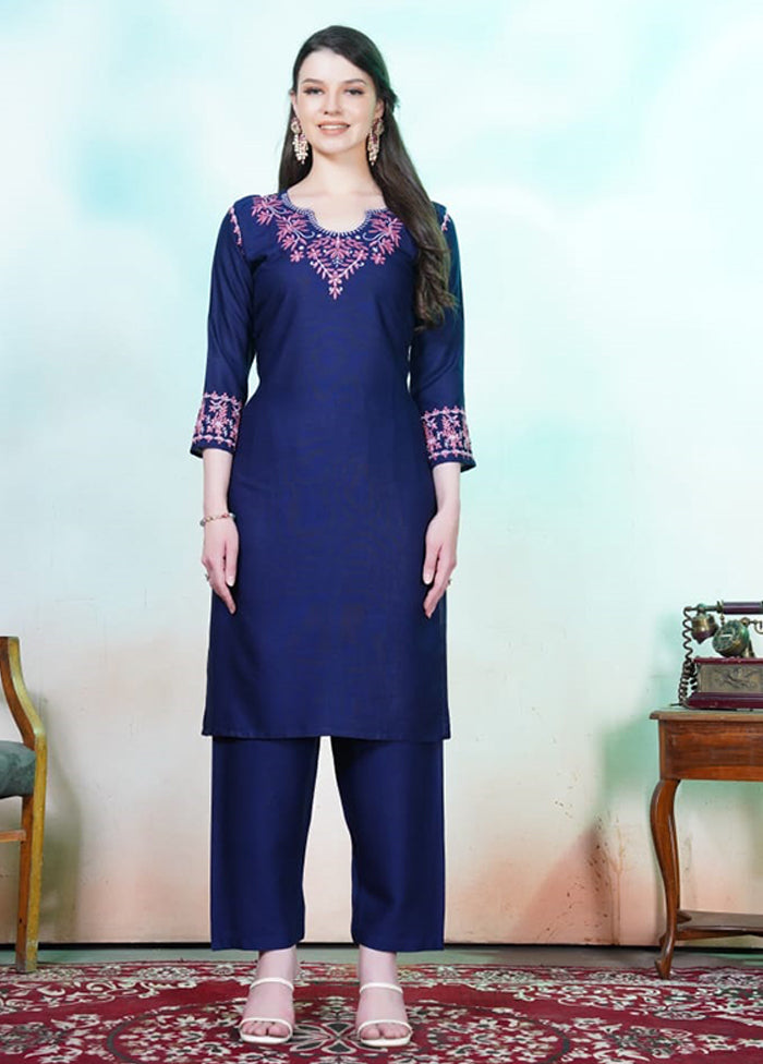 3 Pc Blue Silk Suit Set