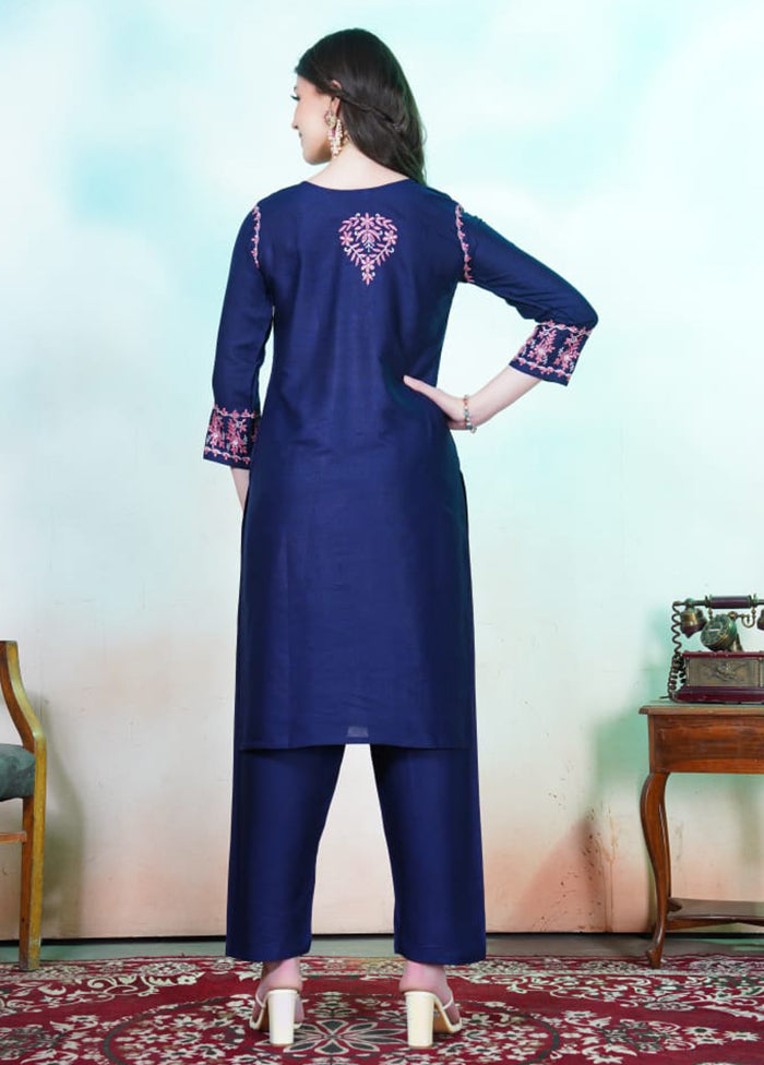 3 Pc Blue Silk Suit Set