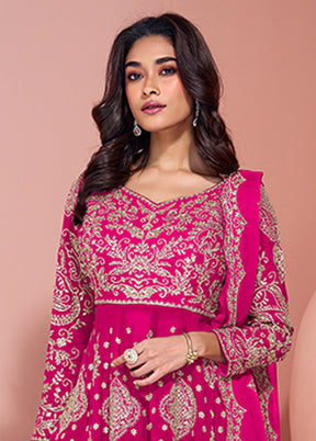 3 Pc Pink Georgette Sharara Suits Set