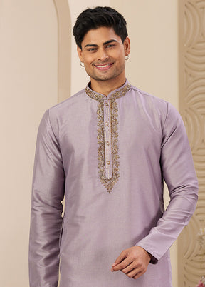 Purple Silk Kurta & Pajama Set