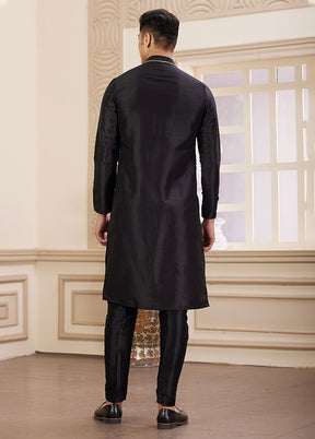 Black Silk Kurta & Pajama Set