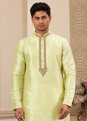 Green Silk Kurta & Pajama Set