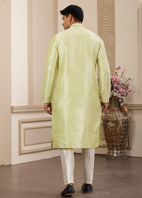 Green Silk Kurta & Pajama Set
