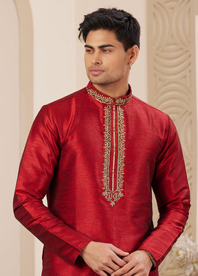 Maroon Silk Kurta & Pajama Set