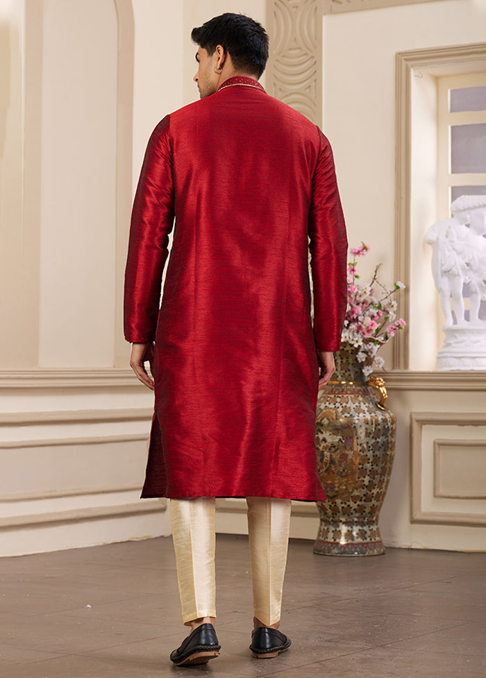 Maroon Silk Kurta & Pajama Set