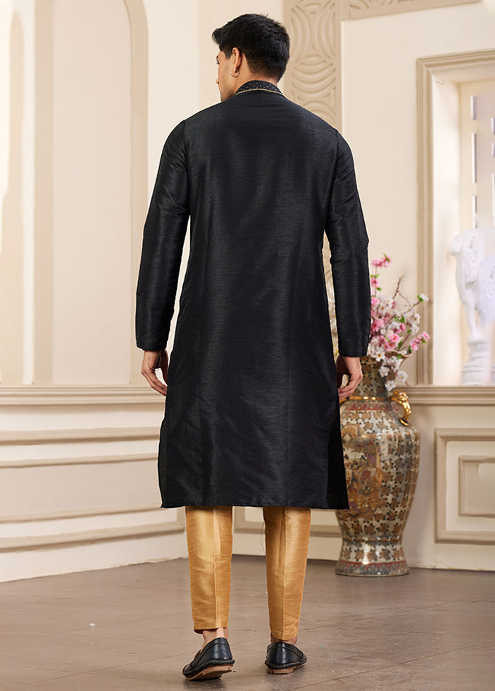 Black Silk Kurta & Pajama Set