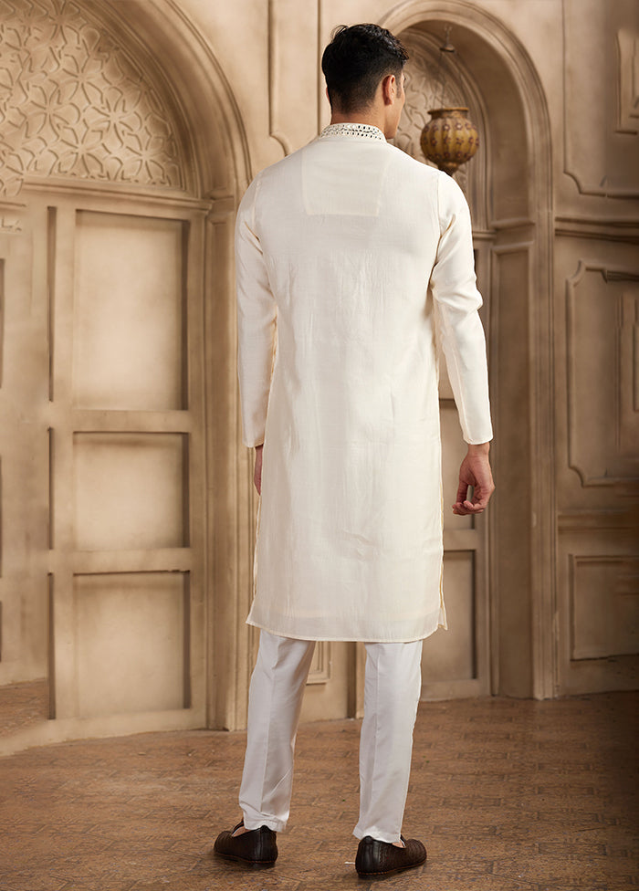Cream Silk Kurta & Pajama Set