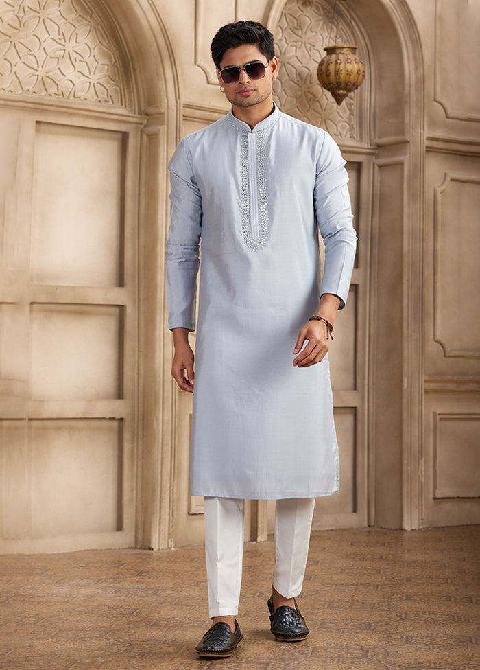 Blue Silk Kurta & Pajama Set