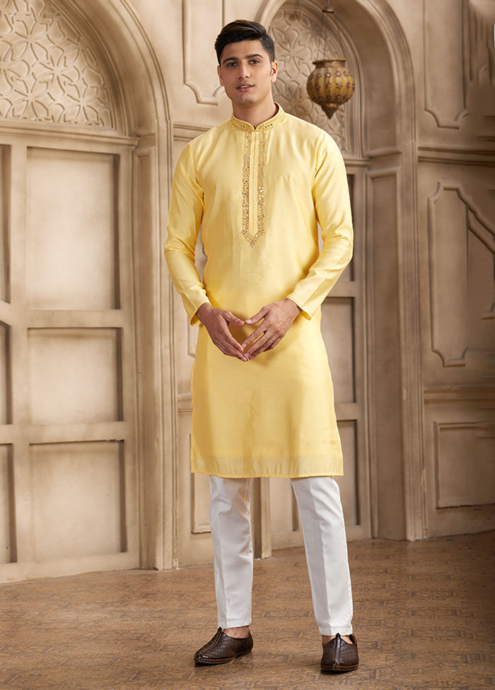 Yellow Silk Kurta & Pajama Set