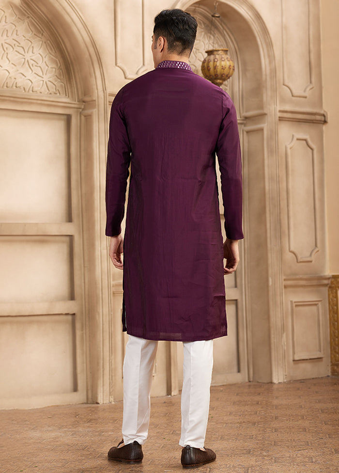 Wine Silk Kurta & Pajama Set