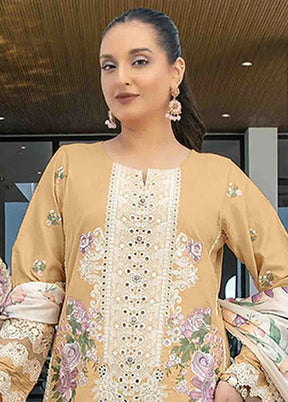 3 Pc Yellow Cotton Suit Set