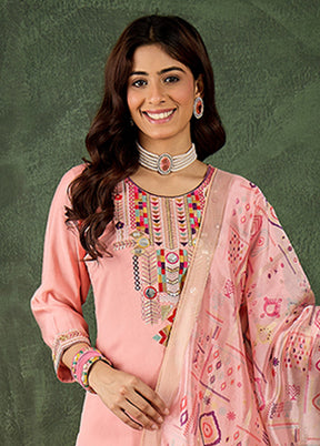 3 Pc Pink Silk Suit Set