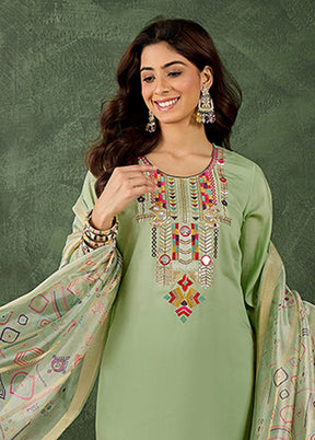 3 Pc Green Silk Suit Set