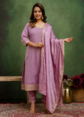 3 Pc Purple Silk Suit Set
