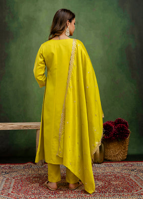 3 Pc Yellow Silk Suit Set