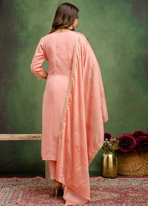 3 Pc Peach Silk Suit Set