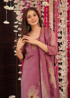 3 Pc Violet Silk Suit Set