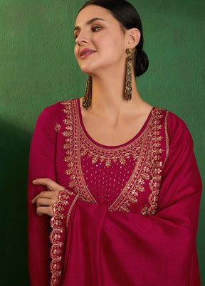 3 Pc Maroon Silk Suit Set