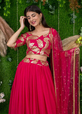 Pink Georgette Dupatta Lehenga Set