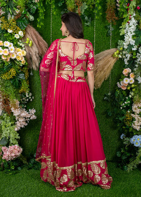 Pink Georgette Dupatta Lehenga Set