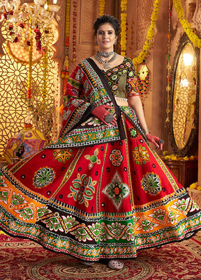 Maroon Cotton Dupatta Lehenga Set