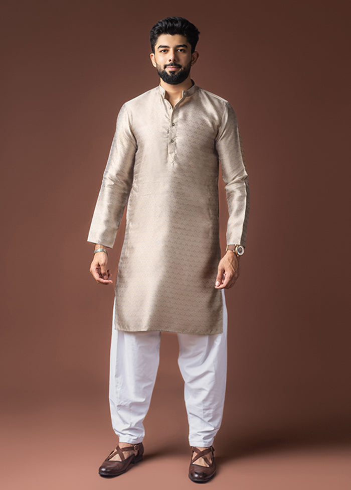 Silver Silk Kurta & Pajama Set