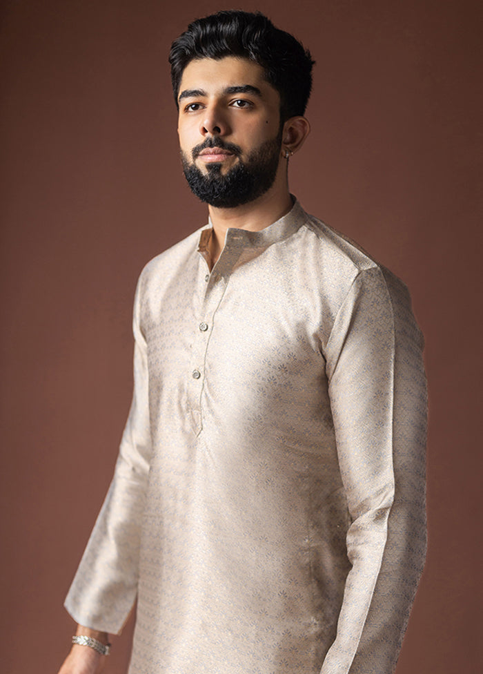 Silver Silk Kurta & Pajama Set