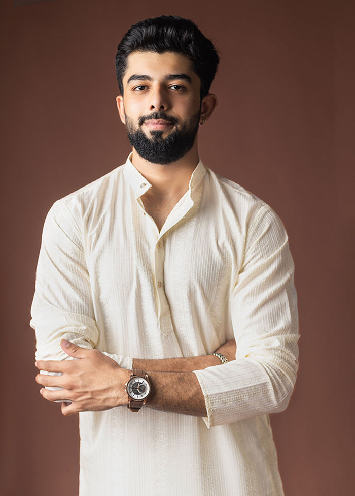 White Silk Kurta & Pajama Set