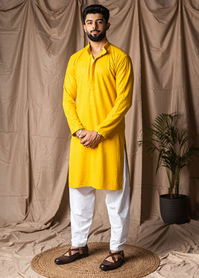 Yellow Silk Kurta & Pajama Set