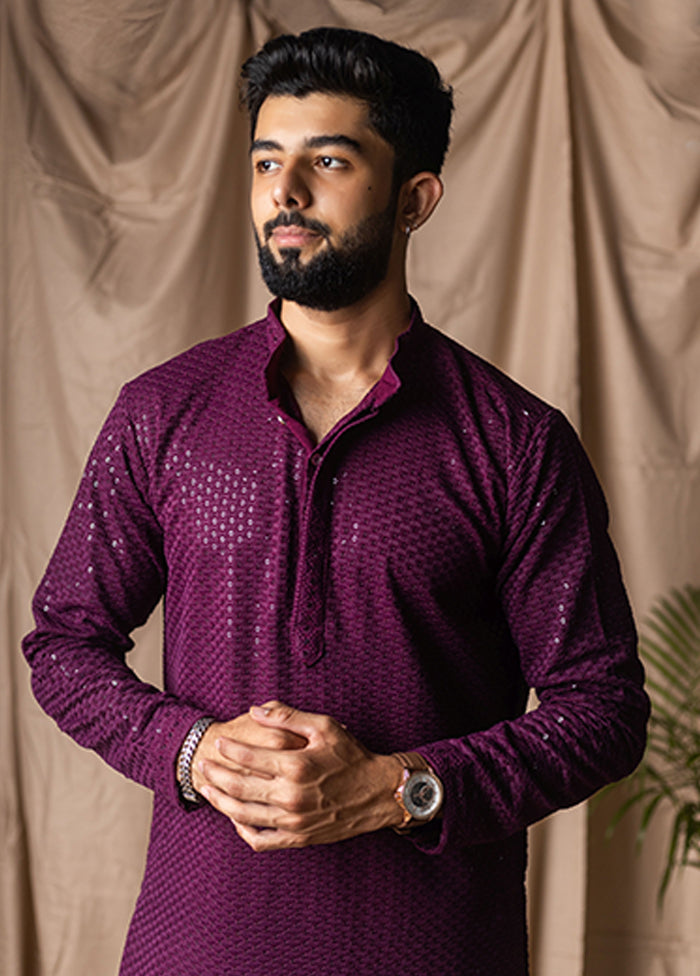 Wine Silk Kurta & Pajama Set