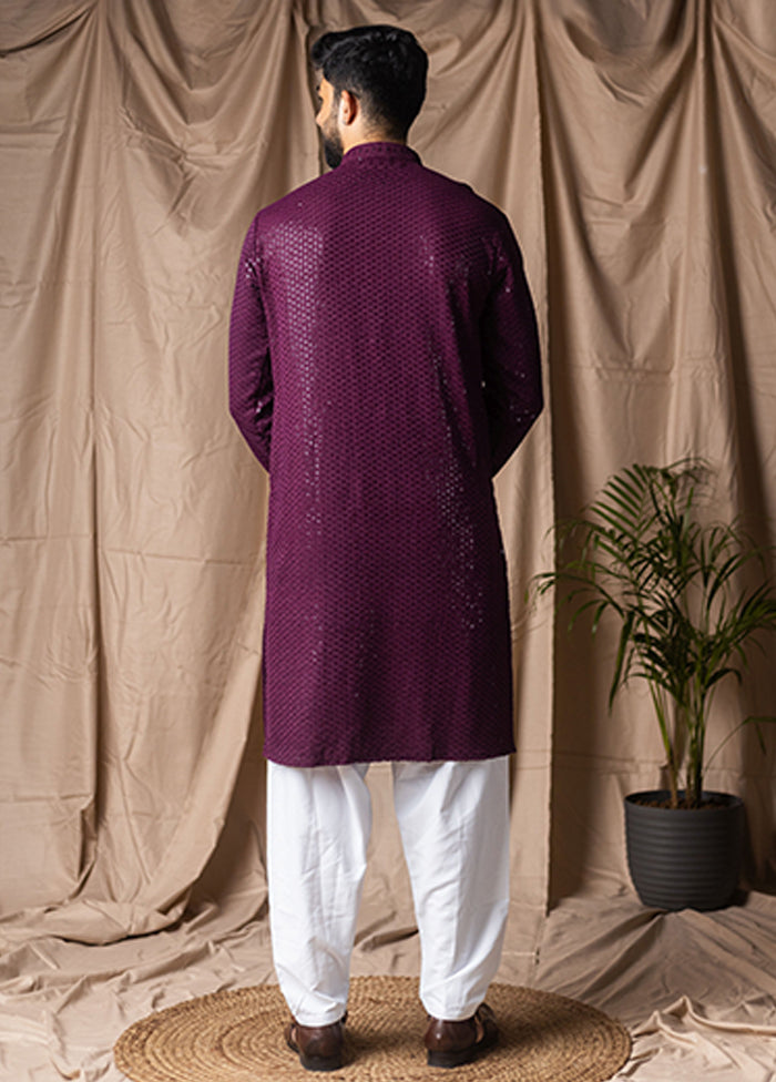 Wine Silk Kurta & Pajama Set