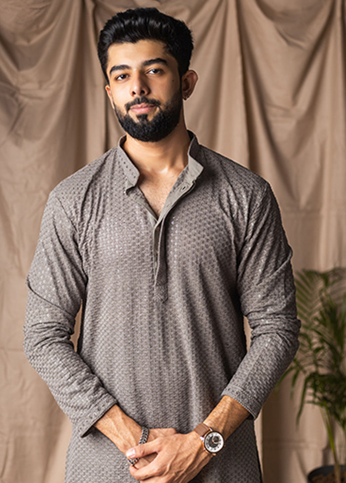Grey Silk Kurta & Pajama Set