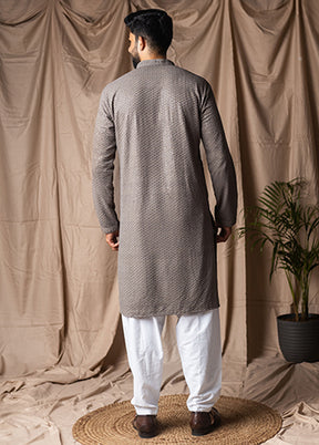 Grey Silk Kurta & Pajama Set