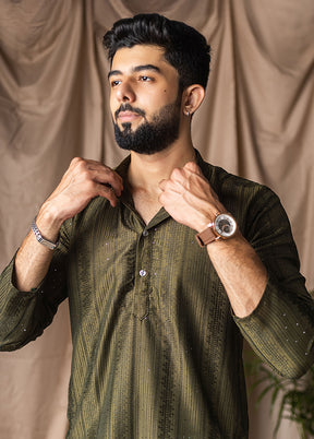 Green Silk Kurta & Pajama Set